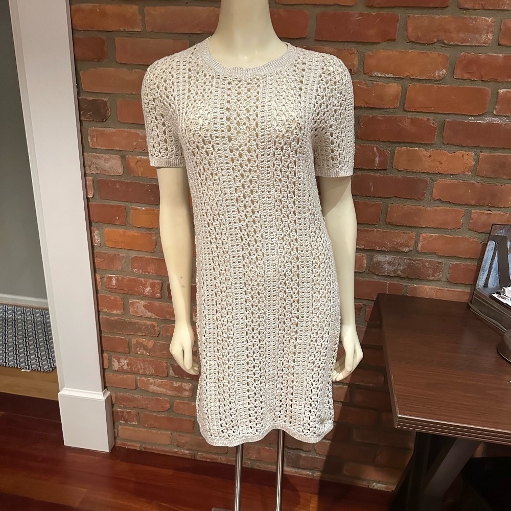 Theory Nenalo Iras Open Knit Cream Dress ~ Large